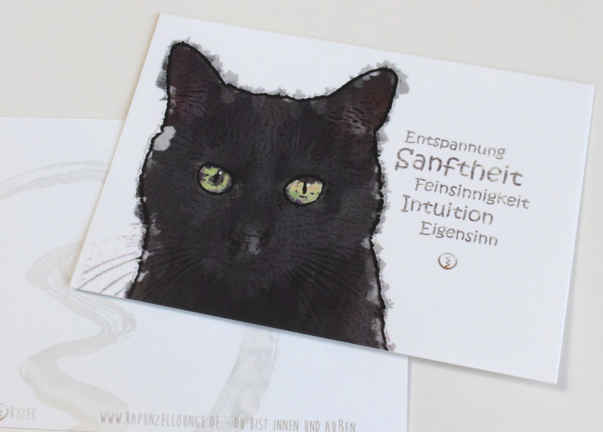 Krafttierkarte Katze schwarz im Shop kaufen.